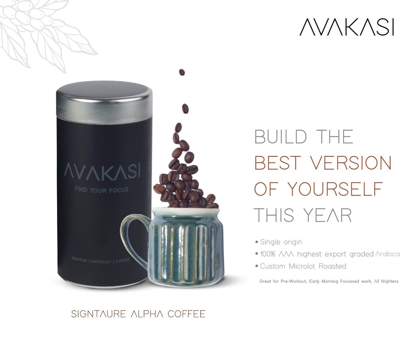 Avakasi Signature Alpha (100% AAA Medium Dark Roasted Ground Coffee)